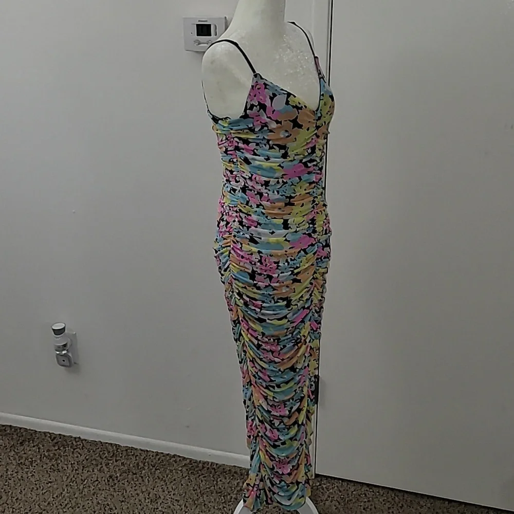 ARFM Ruched Mesh Midi Slipdress in Sky Floral Size Large NWT - Picture 12 of 15
